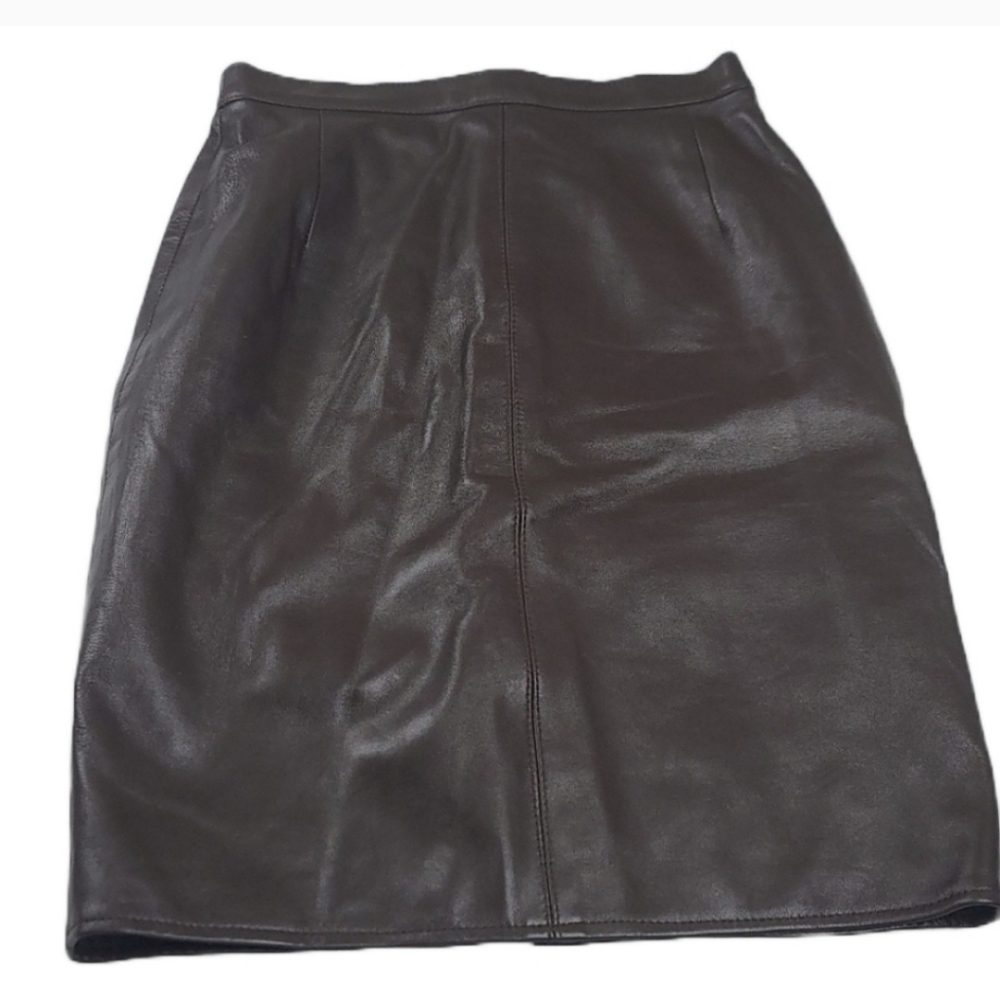 Siena Studio Brown Leather Skirt | Women's Size 4 - Picture 2 of 9